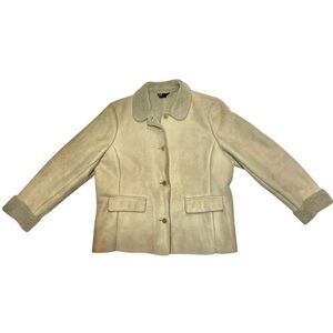 NWT Lands' End Suede Sherpa Lining Pilots Aviator Teddy Jacket Coat New